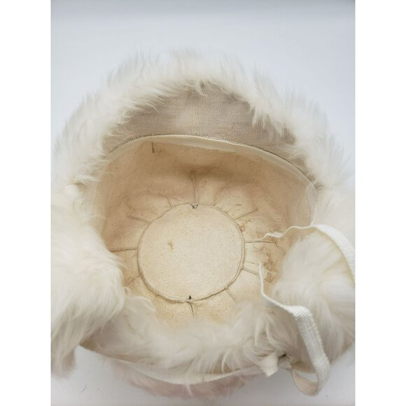 Vintage White Sheepskin Fur Hat With Ear Flaps & Ties, No Tags, Approx S/M - Picture 5 of 5